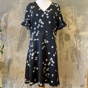 Banana Republic Floral Wedding Guest Flutter Sleeve Midi Dress Sz 10